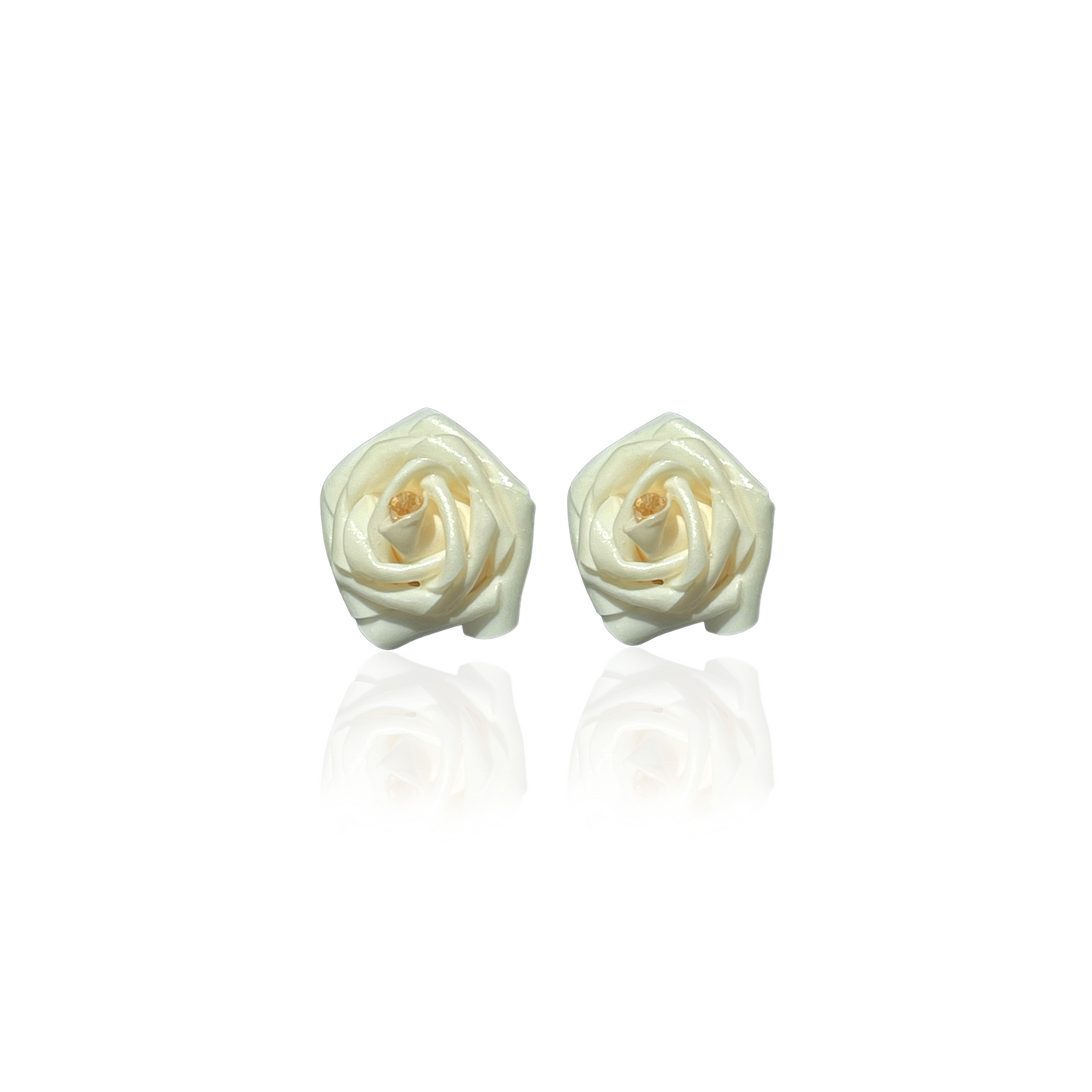Mini Cream Rose Earrings