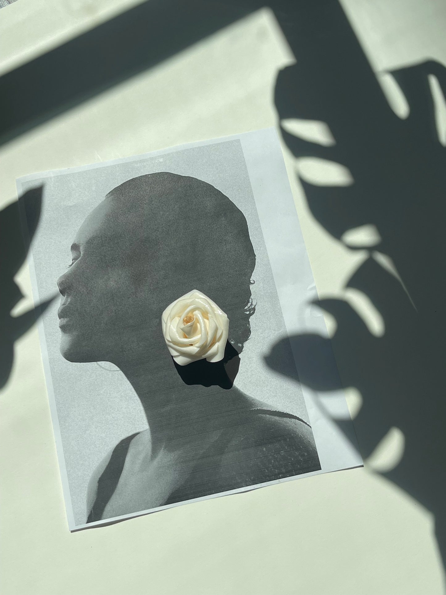 Mini Cream Rose Earrings