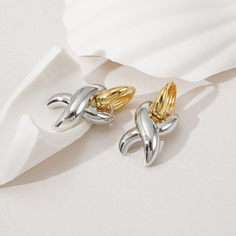 Cross Cross Hoop Earrings