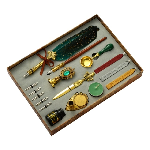 Writer's Antique Feather Dip Pen Kit