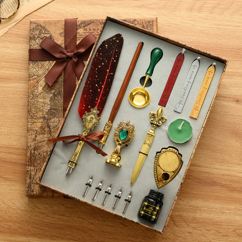 Writer's Antique Feather Dip Pen Kit