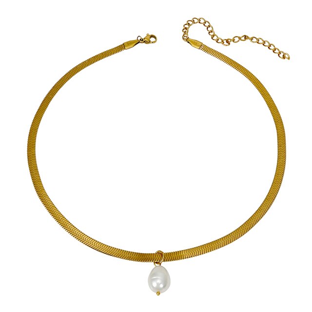 Pearla Herringbone Chain Necklace