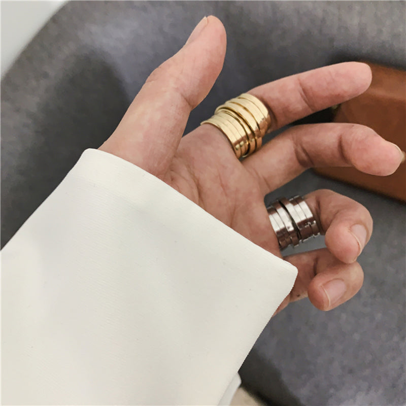 New Ins Minimalist Vintage Multi-layer Wide Ring Simple Exquisite Rings For Women Girls Fashion Jewelry Accessories Wholesale