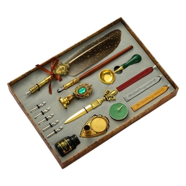 Writer's Antique Feather Dip Pen Kit