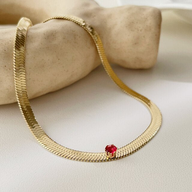 Thee Birthstone Choker Necklace