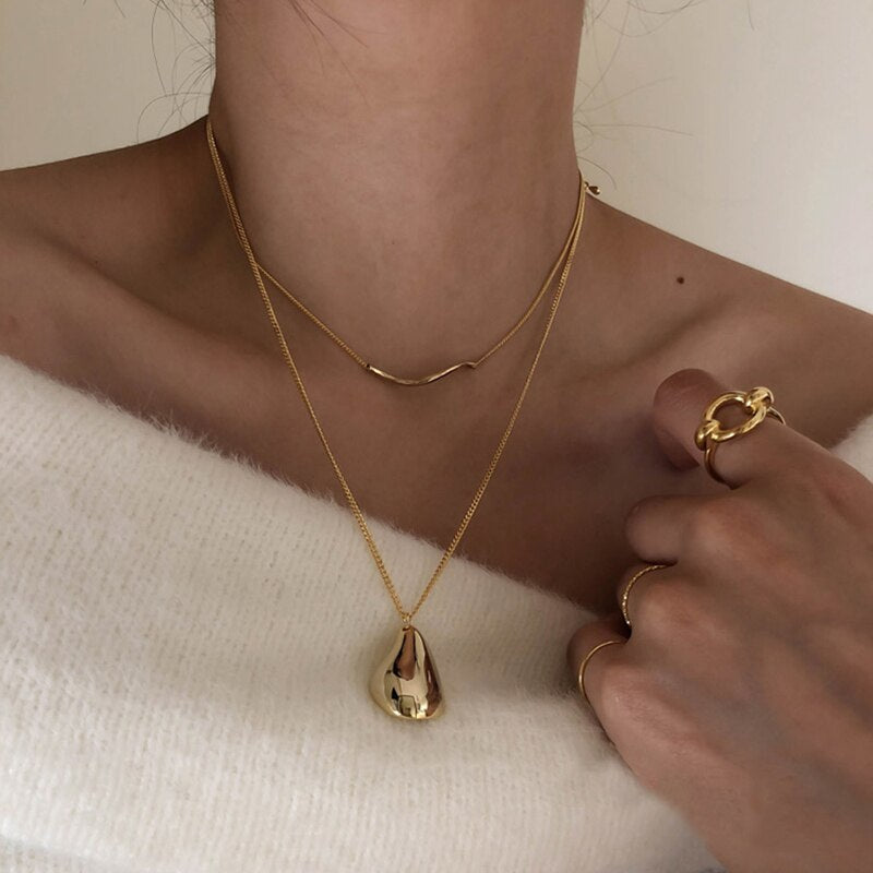 Waterdrop Wave Pendant Necklace Set