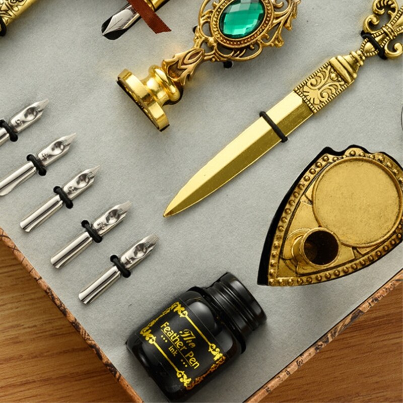 Writer's Antique Feather Dip Pen Kit