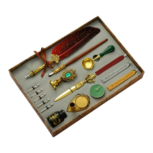 Writer's Antique Feather Dip Pen Kit