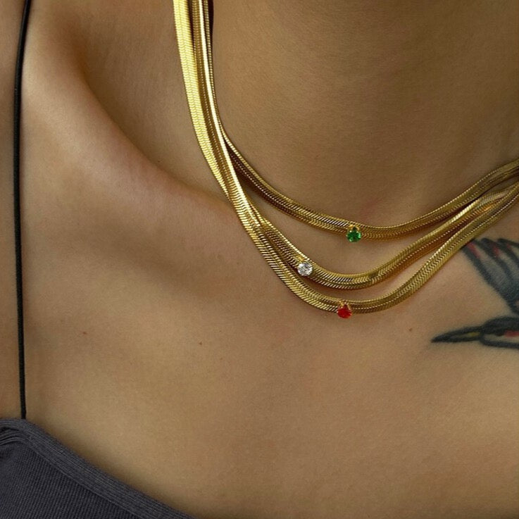 Thee Birthstone Choker Necklace