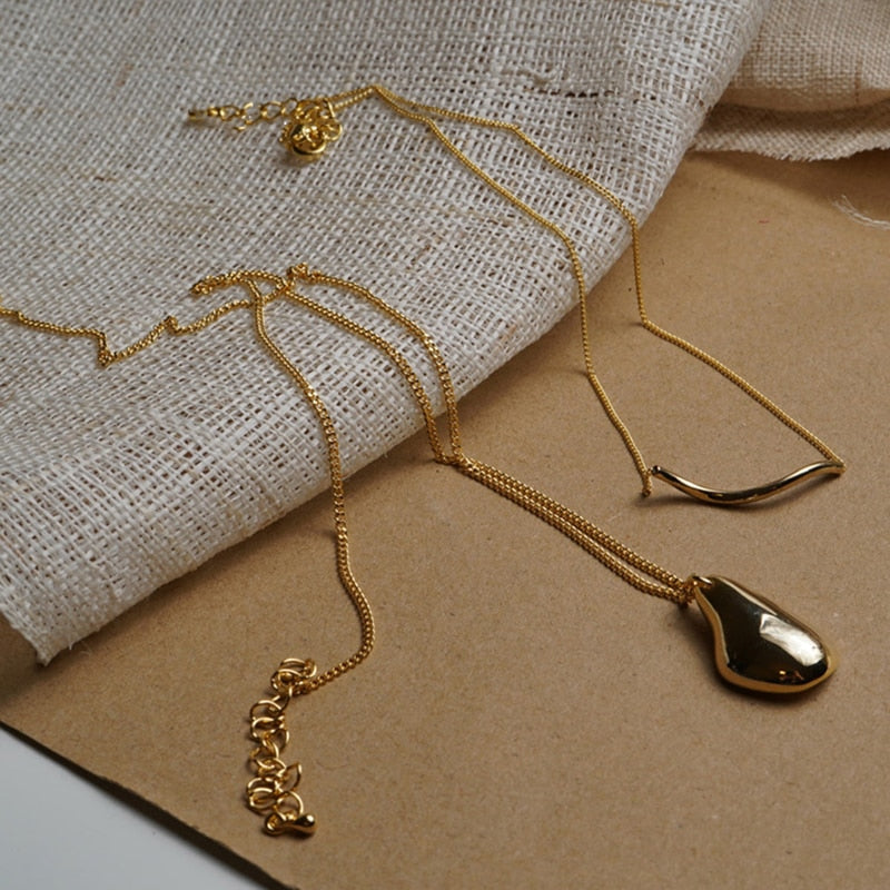 Waterdrop Wave Pendant Necklace Set