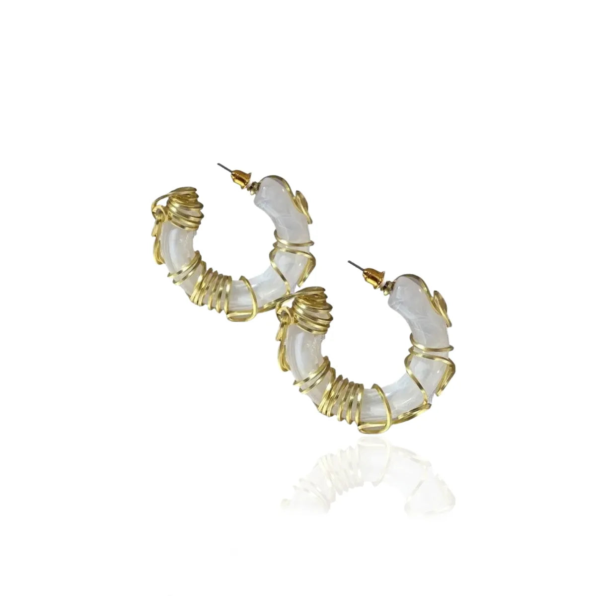 Cream Marble Hoops