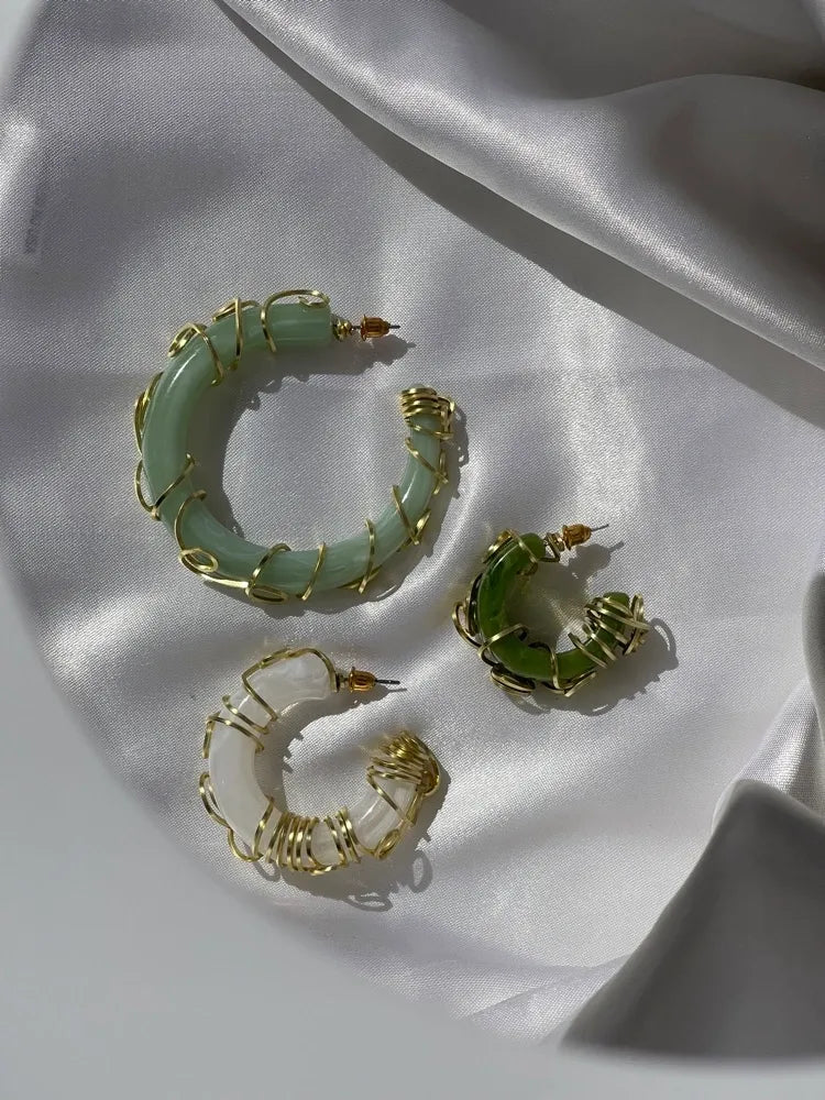Cream Marble Hoops