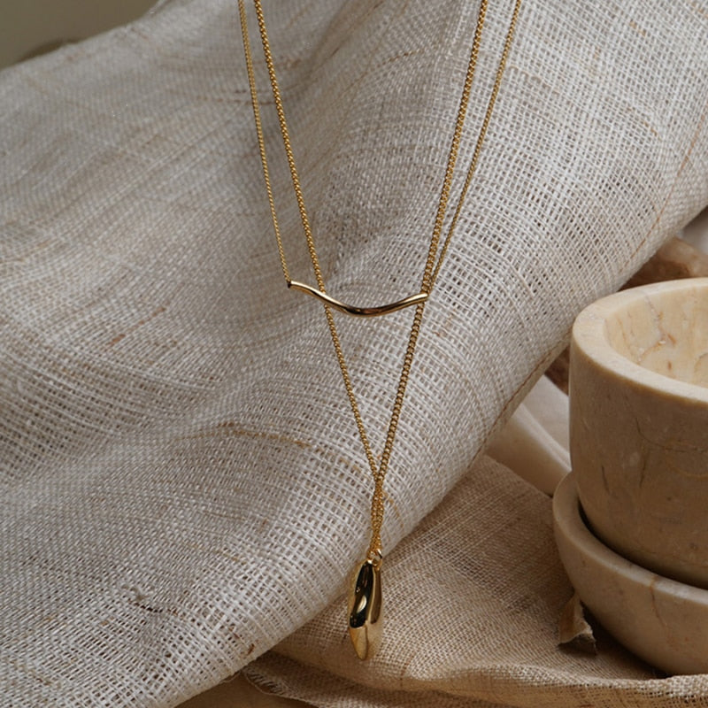 Waterdrop Wave Pendant Necklace Set