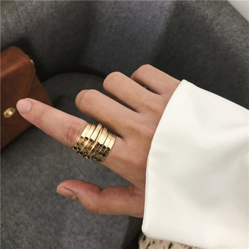 New Ins Minimalist Vintage Multi-layer Wide Ring Simple Exquisite Rings For Women Girls Fashion Jewelry Accessories Wholesale