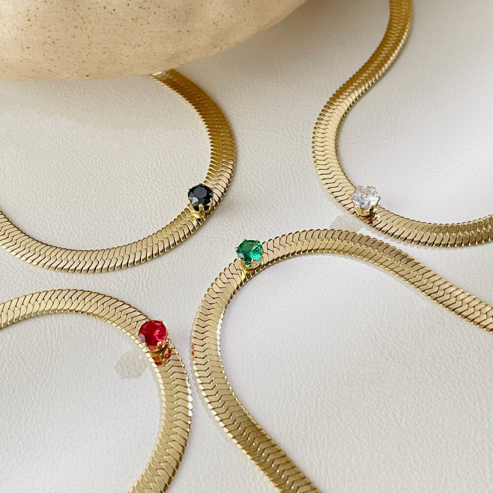 Thee Birthstone Choker Necklace