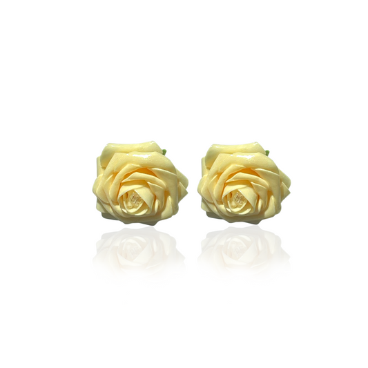 Cream Rose Earrings