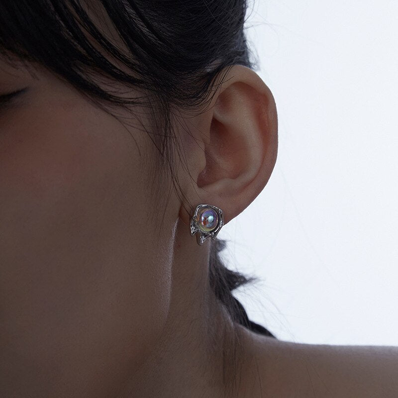 Moonstone Stud Earrings - Sivan Lotan Jewelry - סיון לוטן תכשיטים