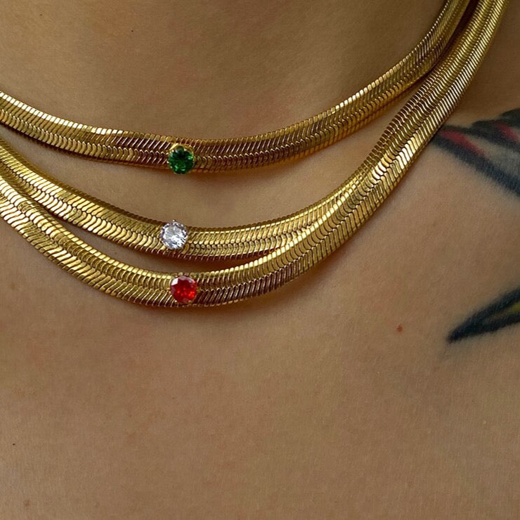Thee Birthstone Choker Necklace