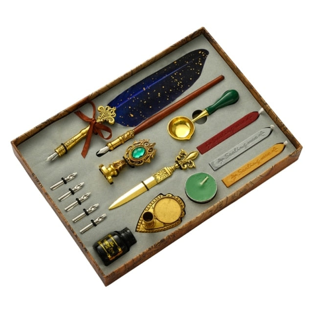 Writer's Antique Feather Dip Pen Kit