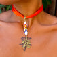 Flame Signature Orange Ribbon Choker